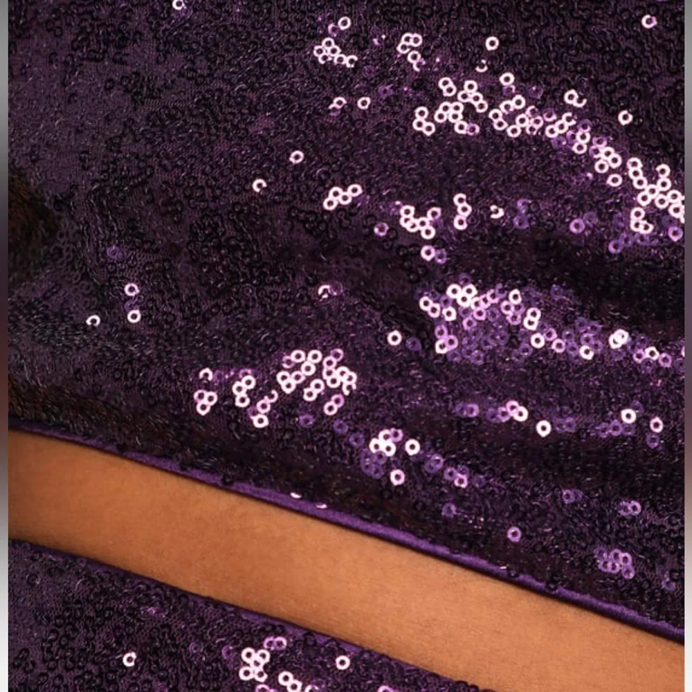 LULUS Purple Sequin Lace-Up Two-Piece Mini Dress NWT Size Large - Picture 14 of 14